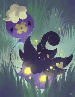 pinkgermy:  Day 9: Draw your favorite Ghost Pokemon Drifloon was my favorite pokemon for a long time and I just love shiny Pumpkaboo, I hope I will have one someday ! 