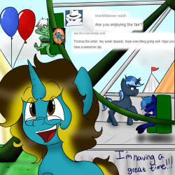 asksweetdisaster:  Sweet: Having a great time at the fair!! :DIn continuation to this little arc going on XD (( OK OMG FINALLY ONE MONTH LATER TAT This one took a while with some of the things I included in it &gt;w&lt;;;Sorry for the delay on my part