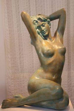 artparks-sculpture:  A sculpture entitled ‘Mirjam (Sitting Stretching Sensuous Waking nude Girl statue statuettes)’ by artist Vittorio Tessaro in the category Nude Garden Yard Outdoor Outside Sculptures Statues. This sculpture is available. It has