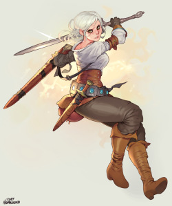 norasuko-safe: Ciri from Witcher 3 in commemoration of the videogame serie’s 10th anniversary today! Witcher is one of my favorite RPGs of all time. This is an alternative version of the pic, you can check the original colors I did on my Twitter here.