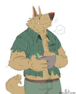 vonzent:  grumpy werewolf giving out candy on Halloween. A quick doodle I did earlier and simply forgot to post it earlier. 