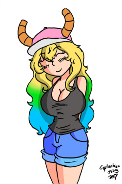 Some fanart I did of Quetzalcoatl/Lucoa from Miss Kobayashi’s Dragon Maid. I’ve never seen the show before, but Lucoa here is so adorable I had to draw her. Plus, she seems to be really popular on Tumblr. 