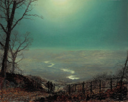 zhiantara: A Wet Road By Moonlight, Wharfedale (1871) John Atkinson Grimshaw