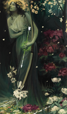 blackmonoceros: Master study but with a Revamp and Dragon age touch because why not.. I loved detailing more the Peony on the background because they are some of my favourite flowers.   Original is  : &quot;Forest music&quot;, of Jules van Biesbroeck