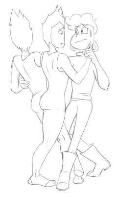 I got some requests for NSFW Lars/Rutile Twins. As I was contemplating what exactly they’d be doing, a jaunty little song popped up on my playlist and I started imagining Lars trying to teach them how to dance! :D (I don’t know what this dance is