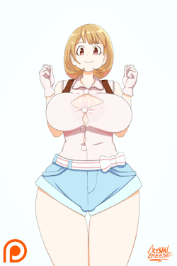 thecrystalcheese:   October animation (Narusawa Ryouka from Occultic;nine)  Finally here’s the October animation :)!!!!I love this girl!Despite being the cliche of the busty and clumsy chick, she is adorable and charismatic. Fell in love with her at