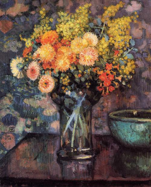 artist-rysselberghe: Vase of Flowers, 1911, Théo van Rysselberghe Medium: oil,canvas 
