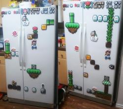 odditymall:    These Mario fridge magnets are a set of 22 huge individual magnets that allow you to mix and match and create your own Mario level on your refrigerator.http://odditymall.com/mario-refrigerator-magnets 