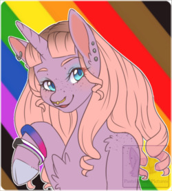 pastel-pony-pictures:    Happy pride everyone~! I wanted to do a cute doodle of my ponysona! FYI all hair and piercing is what I have currently.  