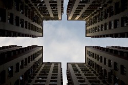 untrustyou:  Apartment blocks formed a symmetrical pattern in Hong Kong.  (Alex Ogle/AFP/Getty Images) 