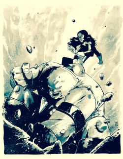 comicbookartwork:  Juggernaut battles Kitty Pryde by Mike Henderson