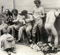 retrogasm:  Melted and damaged wax figures at Madame Tussauds after a fire. 1925 