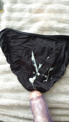 I couldn&rsquo;t agree with you more!   spinx23:  Call me crazy but black satin panties just look better with a heavy load cum all over them