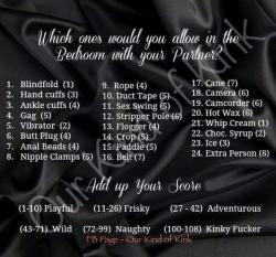 nottyptnh4:  masterjasik:  laurbaurbaby:  jess0401:  missbrinabean:  margaritttam:  asluttyvirgin:  53 or 58. Either way I’m “wild” :P hehe  Got 83 guess I’m naughty  I’m adventurous! ;)  79 ;) who’s down for a good ass night  I got naughty!