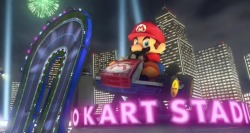suppermariobroth: The Mario Kart 8 track Mario Kart Stadium features a statue of Mario in his kart in the middle of the course. Below is the texture used for the statue’s face. The statue’s nose and mustache cover the drawn nose and mouth on the texture
