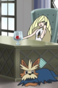 you-only-liberate-once:  you-only-liberate-once: Lusamine on the phone with her comically large wine glass sitting boldly right there on her work desk and her dog chillin on the floor beside her………so much power in one image the aforementioned comically