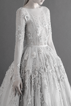 emiliaclarke:  PAOLO SEBASTIAN Autumn/Winter Bridal Collection 2014 - sleeved lace ball gown encrusted with a million dollars worth of diamonds and 3D flower petal detail. 