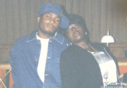 tillerboomin:  oldloves:  In the mid 1990′s singers Angie Stone and D’angelo dated for four years.When asked about D’Angelo, Stone commented: “When I was dating him he wore glasses, had short hair and his pants were hanging down to his butt. He