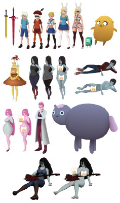 mikeinelart:   The models of the fan game (including the old Marceline) are now available for download in .MAX (3ds Max 2013) and .FBX (FBX 2011)(Warning: Some models include nude versions)  