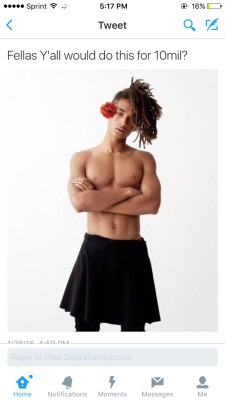 thenathanzed:  no-socks-in-loafers:  bringingbackhiphop:  factsmyguy:  h0odrich:  straight guys masculinity so fragile that they have to think long and hard about putting a flower in their hair and wearing a skirt for 10 mil  shit i’d do that for 10