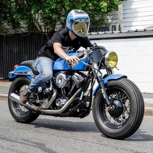 bikebound:  Like Riding a Bull: “The Flying Duck” by @francis_von_tuto, built from his wrecked ‘93 Heritage Softail — 175 lbs lighter than stock! Full story today on BikeBound.com.