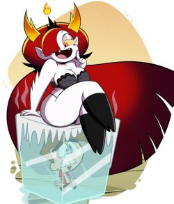 grimphantom2: Commission: Hot Enough For Ya? by grimphantom  Hey guys!Commission done for @terrorking10 who asked for @hsrw101 ’s OC  in an ice cube while Hekapoo’s helping the best way she can…..at least they are toasty buns.What a better time