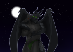 Commission work for VasiaBryansk  Two dragons sharing a moment in the moonlight
