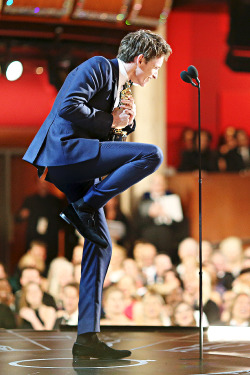 Eddie Redmayne speaks onstage after winning his award for best Actor in a Leading Role during the 87th Annual Academy Awards at Dolby Theatre on February 22, 2015 in Hollywood, California.