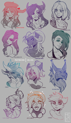 helixel: Here’s the first batch of Ko-fi sketches! Hope you all like them, these were so fun &lt;3 Lots more to go, so if yours isn’t in this batch, don’t fret! I’m still working through the list.  [ http://Patreon.com/Helixel  ] 