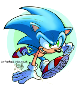 torpedoesarts: Here he is!! The Sonic… I couldn’t fix the sketch lines (drew on the wrong layer like a tuss) so we’ll call it Style. (I hate myself)