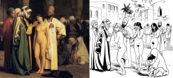 thegorean:  &ldquo;Slave market&rdquo; by Jean-Léon Gérôme (1866) and a modern interpretation.