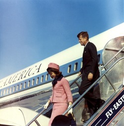 fuckyeahvintage-retro:  22 November 1963. President &amp; Mrs. Kennedy arrive in Dallas, TX © Cecil Stoughton