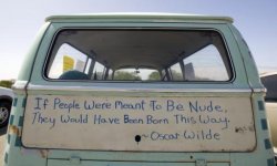 thatsexgirl:  dominantlife:  hippiedreamin:  If people were meant to be nude, they would have been born this way. -Oscar Wilde  π  Love this.