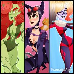 My favorite Comic Characters ever!! All three GOTHAM SIRENS prints that you will be able to purchase in my shop tomorrow http://bluelemonart.tictail.com 
