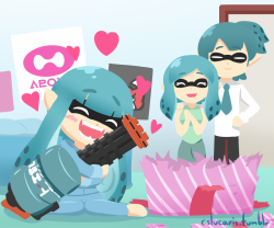 #134 - A Girl and her SplattlingI had to make a little comic thing after seeing the little victory hug my Inkling does when she wins. It was so adorable~I take commissions, yup.EDIT: Oh my squid god, someone made a fanfic based on this. I am dying of