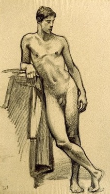 uranist-art: Ludwig von Hofmann (1861-1945) – Artiste allemand  Männlicher Akt, stehend / Standing male nude / Nu masculin debout  Source : http://monsieurlabette.tumblr.com (Monsieur Labette - 19.10.2012) 