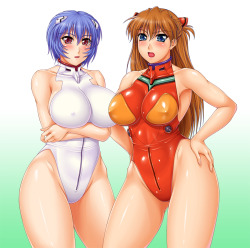 fandoms-females:  AF #6 - The Original Females EVA Pilots (  Asuka and Rei: Sexy Plugsuits by Galacticker )  &lt; |D’‘‘