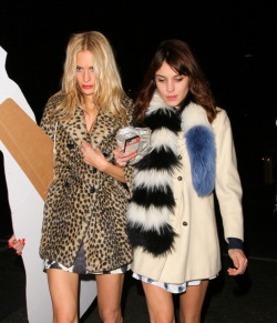 bahliss:  livefastdiechung:  Poppy Delevingne and Alexa Chung arrive at the Edition Hotel to celebrate Poppy Delevingne’s Hen party on November 30, 2013 in London, England.   Poppy’s leopard coat though