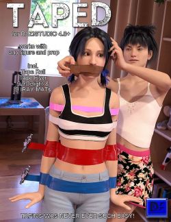  Here it is, finally: TAPED - a prop tape band that glues itself on the skin of every figure and prop! It works only with DAZ!Studio (optimal version 4.9)It is just ONE prop that you copy again and again into your scene,  parent it to the right place