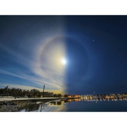 Sun and Moon Halo #nasa #apod #sun #moon #ice #halo #composite #sweden #atmosphere #jupiter #solarsystem #space #science #astronomy