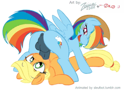 sleufoot:  View higher quality gif’s here:  First Second Third ~ Flash version here: e621 ~ Art by 0r0ch1 and Zajice.   This was already one of my favourite pictures when I first started to draw clop myself&hellip; AND NOW IT&rsquo;S ANIMATED AND