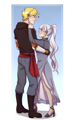 ijustreadeverything:  Jaune and Weiss dance their troubles away.I commissioned this from @nliast, link here: https://nliast.tumblr.com/  I loved the sketch like, but very clean, art style Nliast has and needed to get me one of  their commission spots