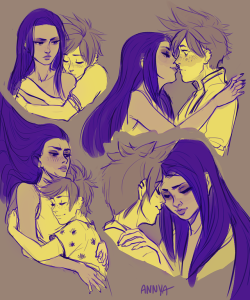 annyadraws:self indulgent widowtracer sketches to combat my depression (ó ꒳ ò✿)I was going to draw just one Amélie with her hair down but then I fell in love   _(:3」∠)_  