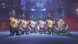 weplayoverwatch: 0tgw: i forgot about this one time where everyone coincidentally had the same torb pose and skin except for me  Moment of silence for the brave Torbjorn that died serving his fellow man 