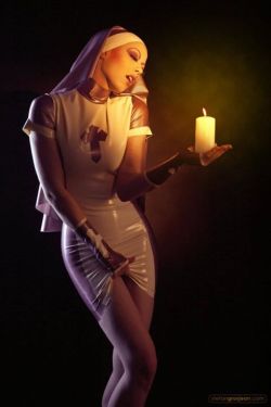 westward-bound-latex:Model Ophelia Overdose in Westward Bound’s #Latex Nymph Nun, Two Piece. Shown in Pearlsheen Lilac with White Trim. http://ift.tt/1B9AokkPhotographer: Stefan Grosjean