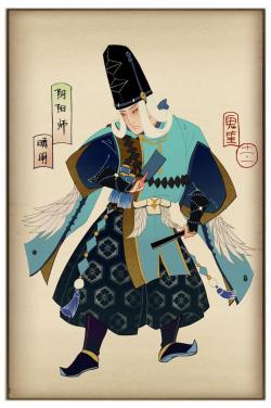 tanuki-kimono:   [Part. 1/6] Onmyoji  (阴阳师) mythical   characters, drawn ukiyo-e style by 鬼笙  Using the Heian period as its background, the story follows the  onmyoji Abe no Seimei in the quest for his lost memories. Your task is  to summon