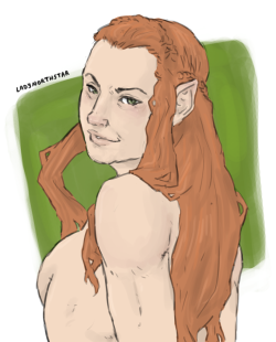 ladynorthstar:  I had been doing a badass&amp;nekkid serie a while ago, and it struck me that Tauriel was definitely the right choice to continue it! she’s def not a lady you want to mess with~ 