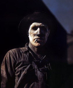 k-a-t-i-e-: Worker at carbon black plant Sunray, Texas 1942 John Vachon 
