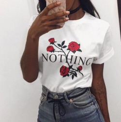 venue-style:  Nothing Rose Short Sleeve T-Shirt - White &gt;&gt;   Coupon Code: Zaful3rd 10% OFF 