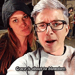 damnthosewords:  BLOWDARTS with @gracehelbig and @mametown! (x) 